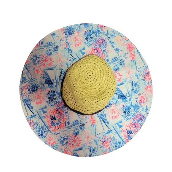 Lilly Pulitzer Beach Hat OS Sea To Shining Sea Print